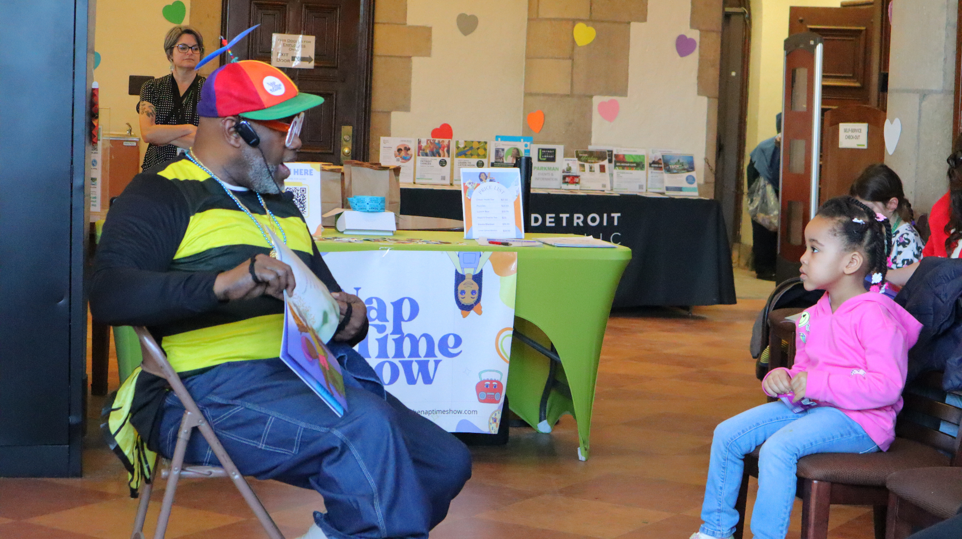 Mister Boots reading at the Detroit Public Library